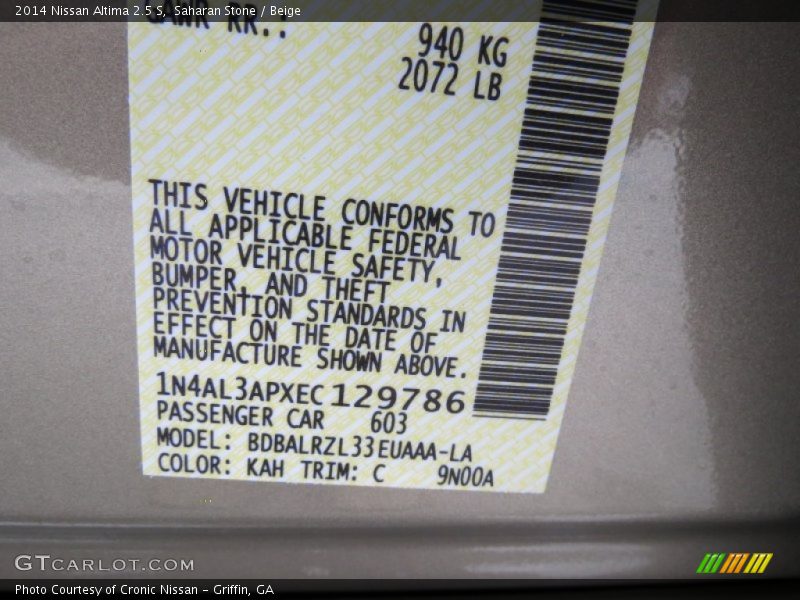 2014 Altima 2.5 S Saharan Stone Color Code KAH