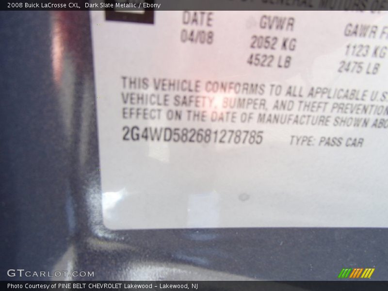 Dark Slate Metallic / Ebony 2008 Buick LaCrosse CXL