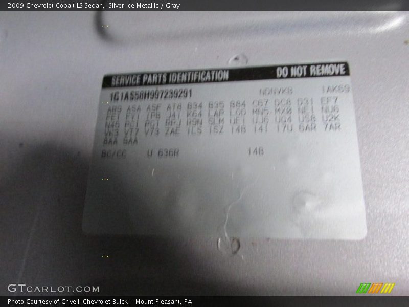 Silver Ice Metallic / Gray 2009 Chevrolet Cobalt LS Sedan