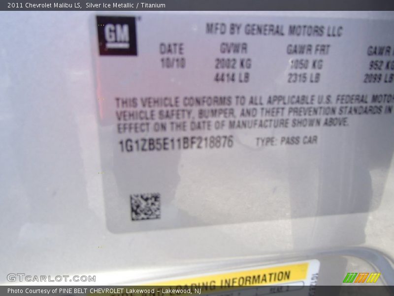 Silver Ice Metallic / Titanium 2011 Chevrolet Malibu LS