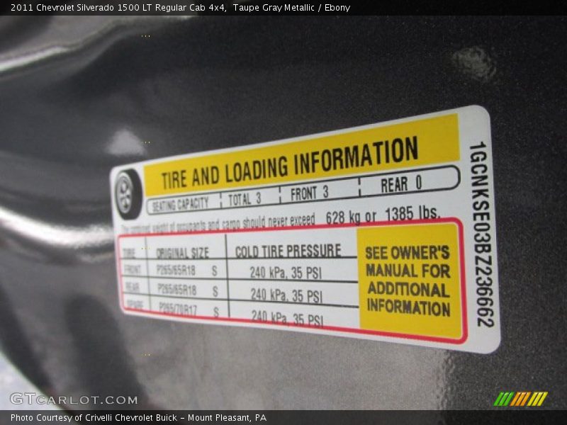 Taupe Gray Metallic / Ebony 2011 Chevrolet Silverado 1500 LT Regular Cab 4x4