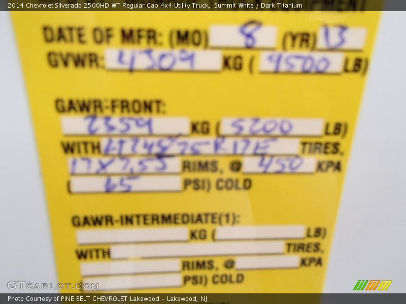 Summit White / Dark Titanium 2014 Chevrolet Silverado 2500HD WT Regular Cab 4x4 Utility Truck