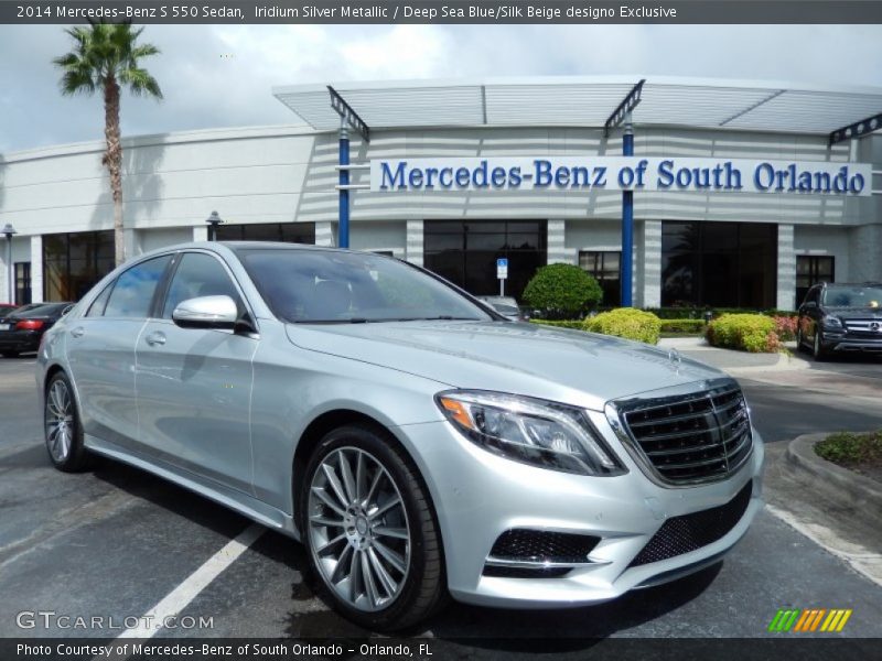 Iridium Silver Metallic / Deep Sea Blue/Silk Beige designo Exclusive 2014 Mercedes-Benz S 550 Sedan