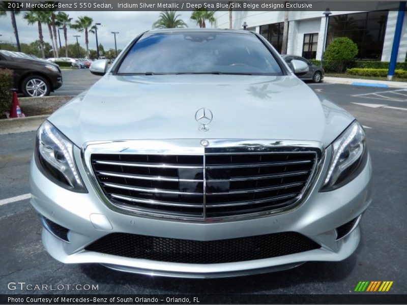 Iridium Silver Metallic / Deep Sea Blue/Silk Beige designo Exclusive 2014 Mercedes-Benz S 550 Sedan