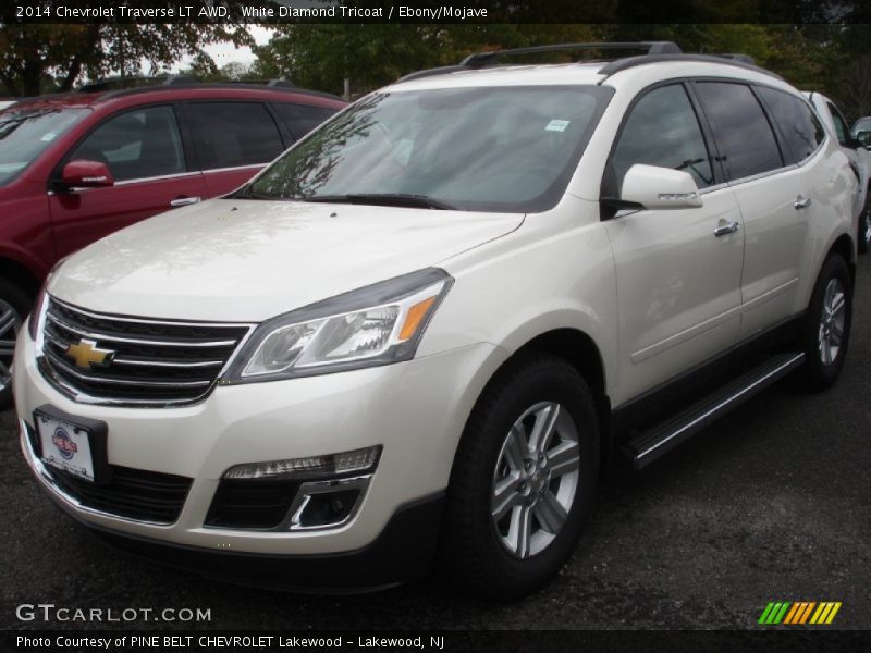White Diamond Tricoat / Ebony/Mojave 2014 Chevrolet Traverse LT AWD
