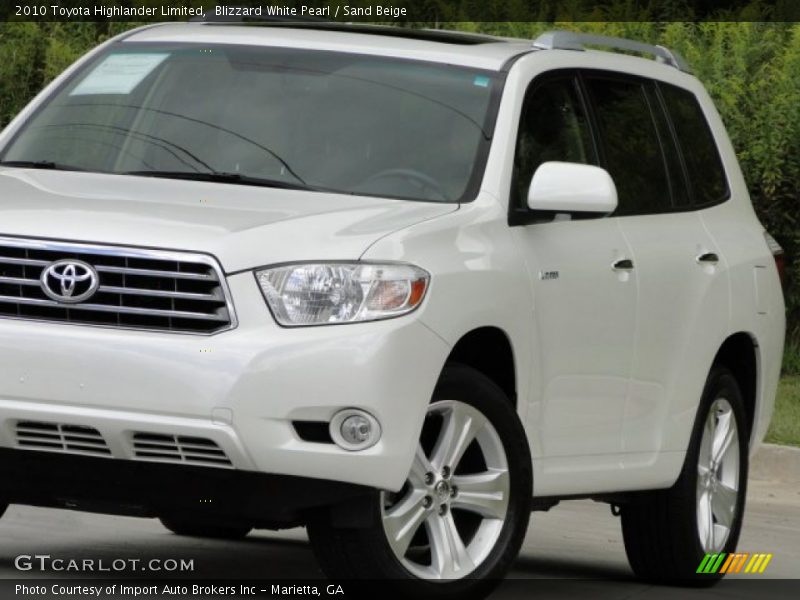 Blizzard White Pearl / Sand Beige 2010 Toyota Highlander Limited