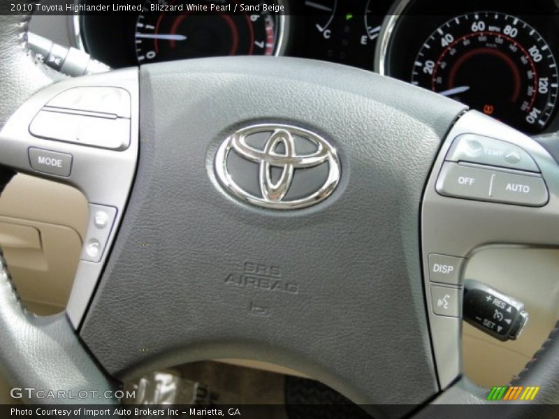 Blizzard White Pearl / Sand Beige 2010 Toyota Highlander Limited