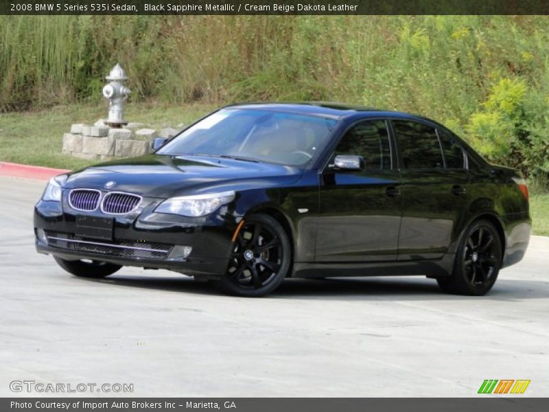 Black Sapphire Metallic / Cream Beige Dakota Leather 2008 BMW 5 Series 535i Sedan