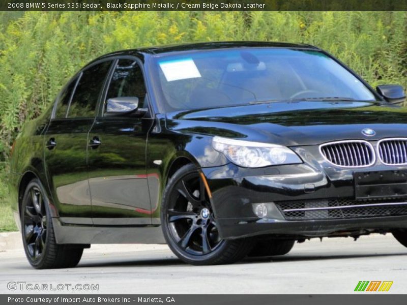 Black Sapphire Metallic / Cream Beige Dakota Leather 2008 BMW 5 Series 535i Sedan