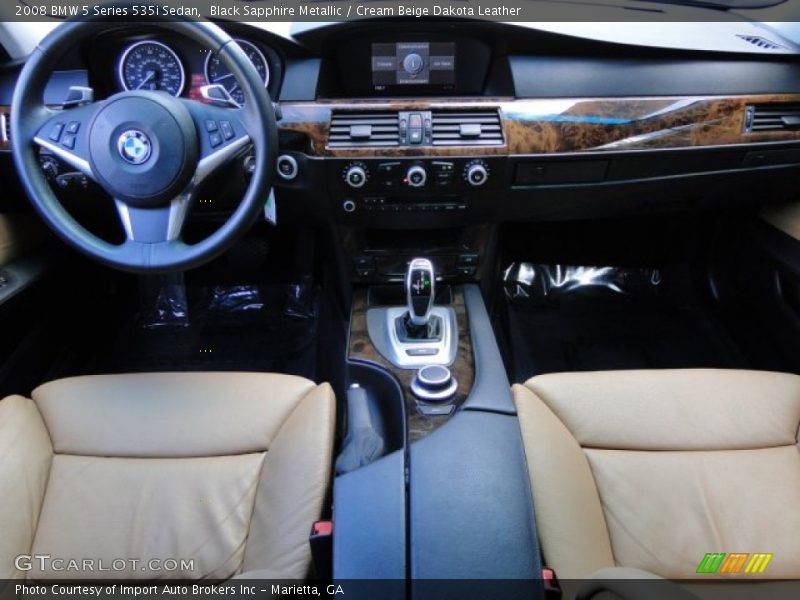 Black Sapphire Metallic / Cream Beige Dakota Leather 2008 BMW 5 Series 535i Sedan