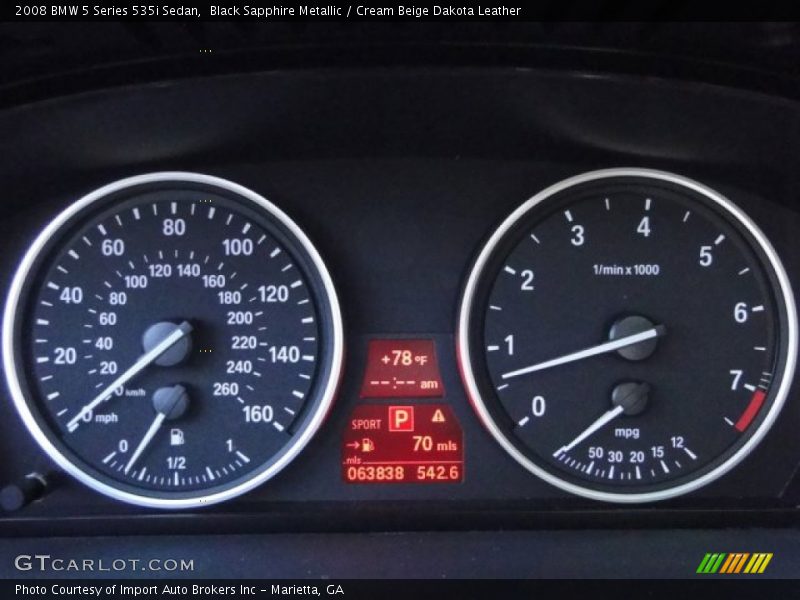 Black Sapphire Metallic / Cream Beige Dakota Leather 2008 BMW 5 Series 535i Sedan
