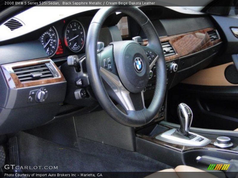 Black Sapphire Metallic / Cream Beige Dakota Leather 2008 BMW 5 Series 535i Sedan