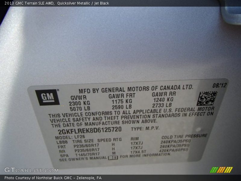 Quicksilver Metallic / Jet Black 2013 GMC Terrain SLE AWD