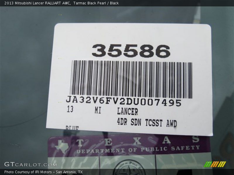 Tarmac Black Pearl / Black 2013 Mitsubishi Lancer RALLIART AWC