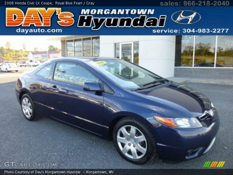Royal Blue Pearl / Gray 2008 Honda Civic LX Coupe