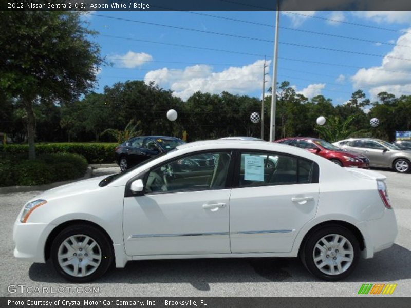 Aspen White / Beige 2012 Nissan Sentra 2.0 S