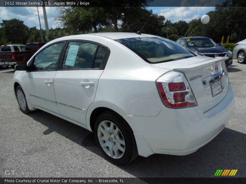 Aspen White / Beige 2012 Nissan Sentra 2.0 S