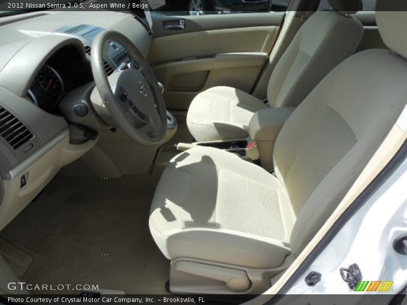 Aspen White / Beige 2012 Nissan Sentra 2.0 S
