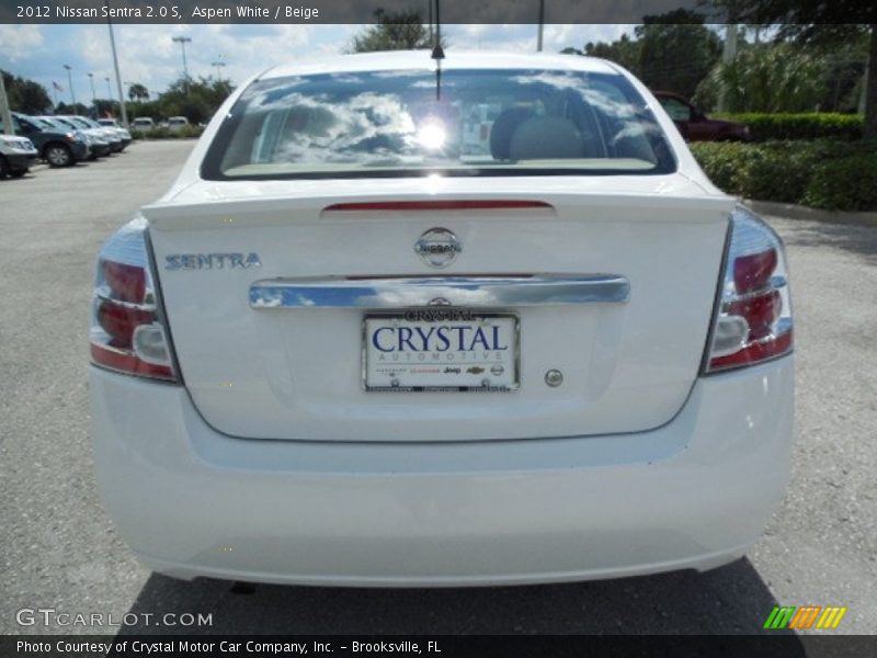 Aspen White / Beige 2012 Nissan Sentra 2.0 S