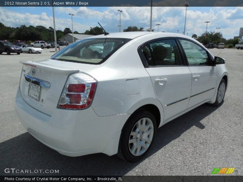 Aspen White / Beige 2012 Nissan Sentra 2.0 S