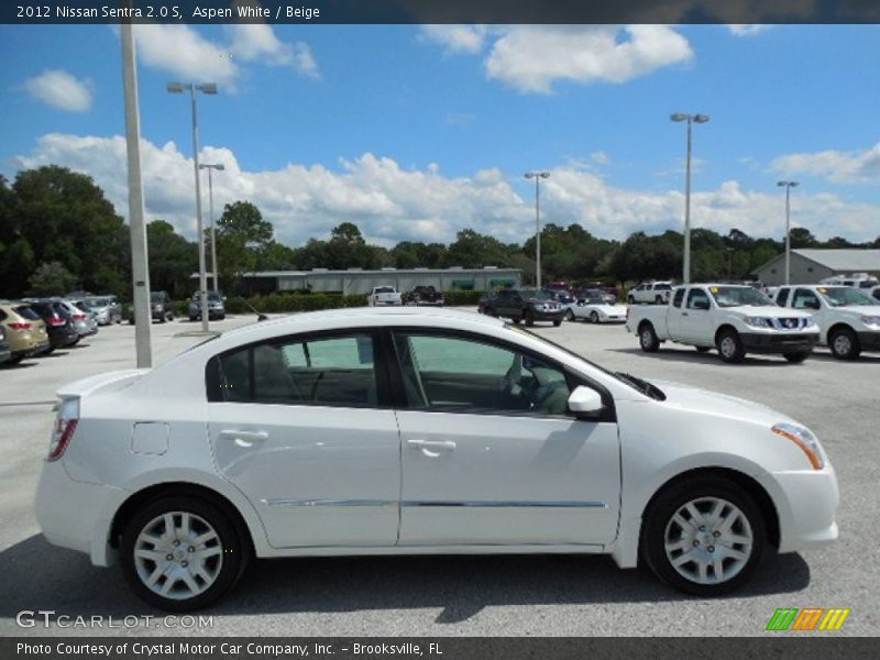 Aspen White / Beige 2012 Nissan Sentra 2.0 S
