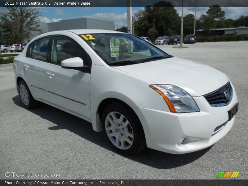Aspen White / Beige 2012 Nissan Sentra 2.0 S