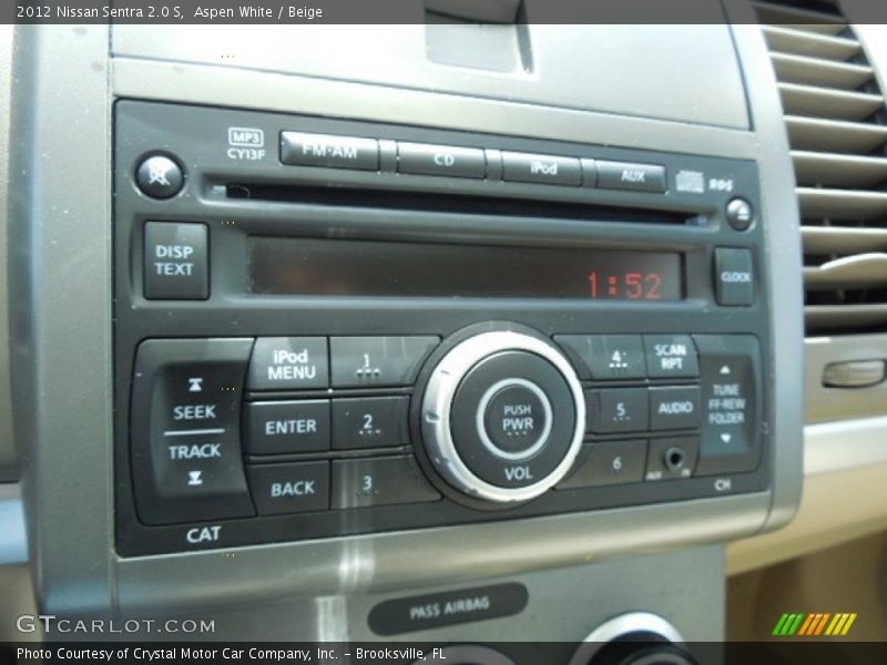Aspen White / Beige 2012 Nissan Sentra 2.0 S