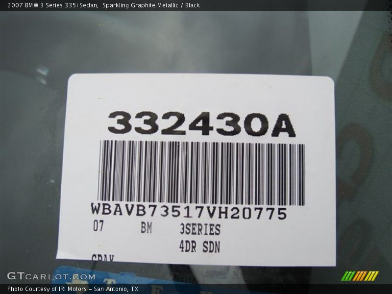 Sparkling Graphite Metallic / Black 2007 BMW 3 Series 335i Sedan