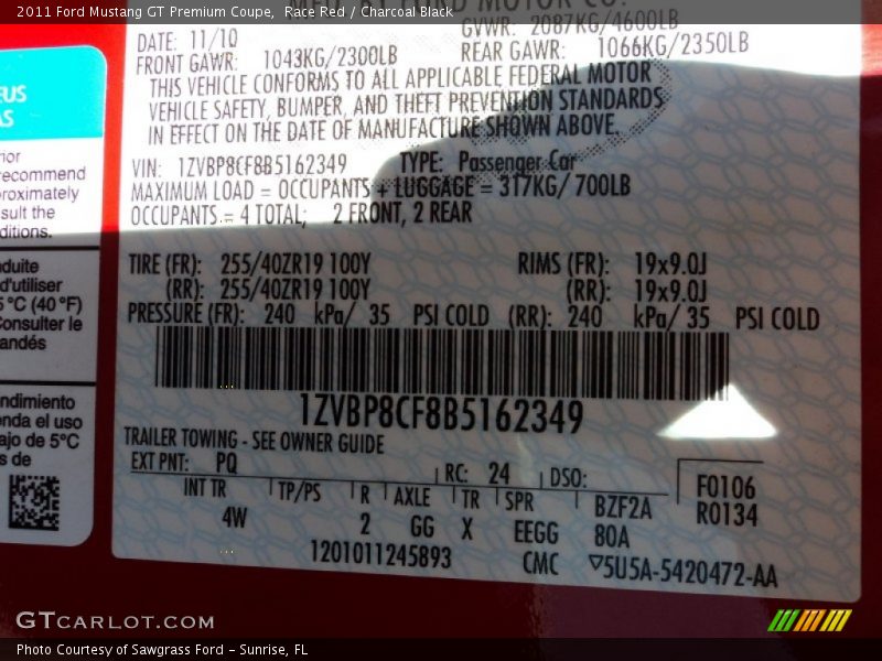 Race Red / Charcoal Black 2011 Ford Mustang GT Premium Coupe