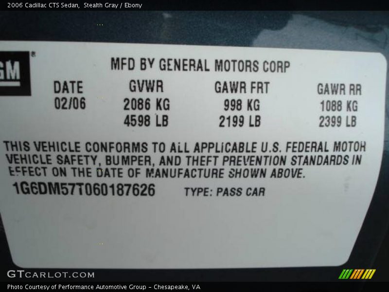 Stealth Gray / Ebony 2006 Cadillac CTS Sedan