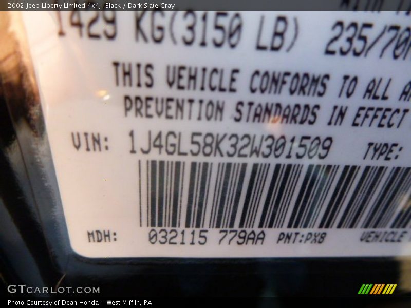 Black / Dark Slate Gray 2002 Jeep Liberty Limited 4x4