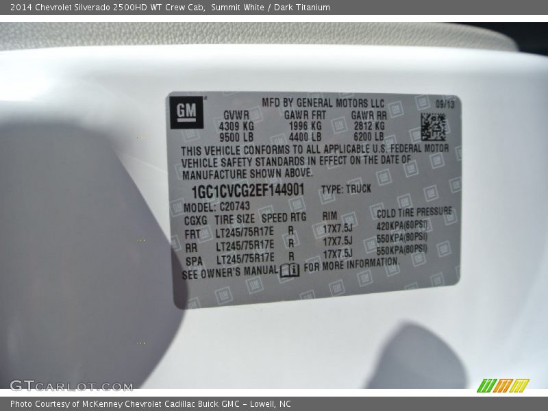 Summit White / Dark Titanium 2014 Chevrolet Silverado 2500HD WT Crew Cab