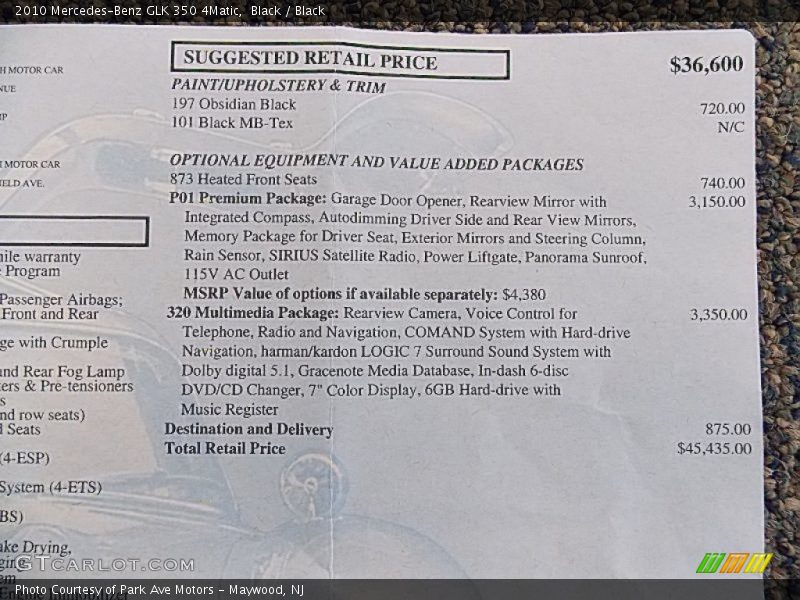 Black / Black 2010 Mercedes-Benz GLK 350 4Matic