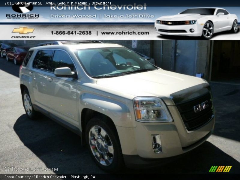Gold Mist Metallic / Brownstone 2011 GMC Terrain SLT AWD