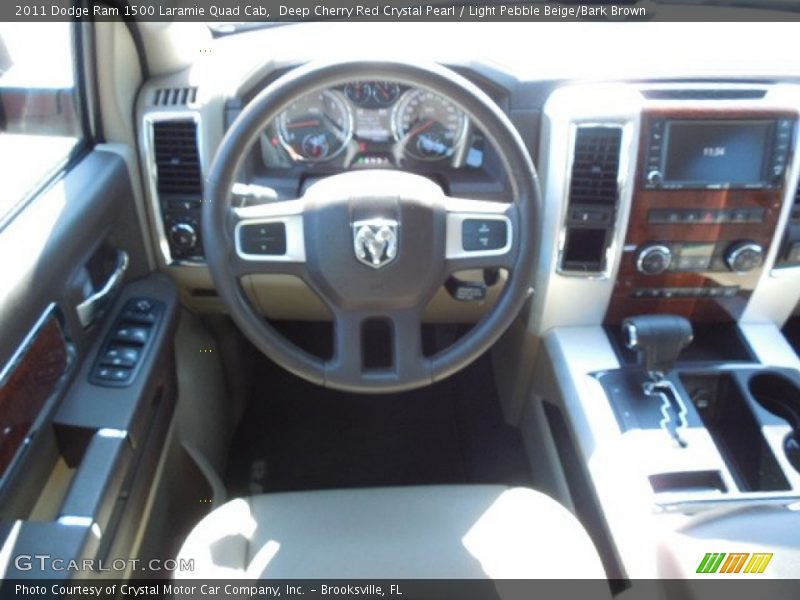 Deep Cherry Red Crystal Pearl / Light Pebble Beige/Bark Brown 2011 Dodge Ram 1500 Laramie Quad Cab