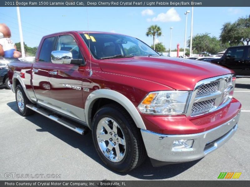 Deep Cherry Red Crystal Pearl / Light Pebble Beige/Bark Brown 2011 Dodge Ram 1500 Laramie Quad Cab