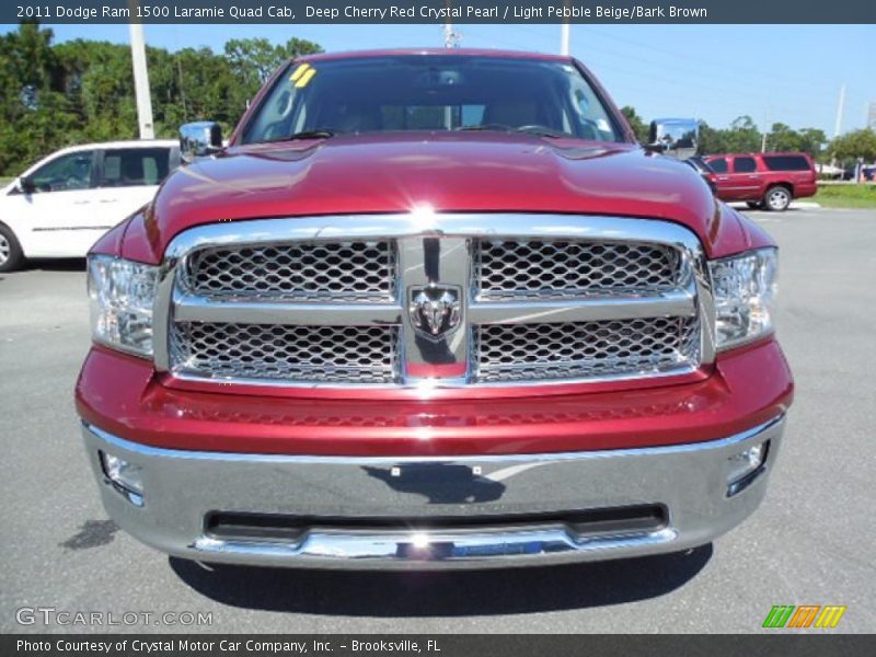 Deep Cherry Red Crystal Pearl / Light Pebble Beige/Bark Brown 2011 Dodge Ram 1500 Laramie Quad Cab