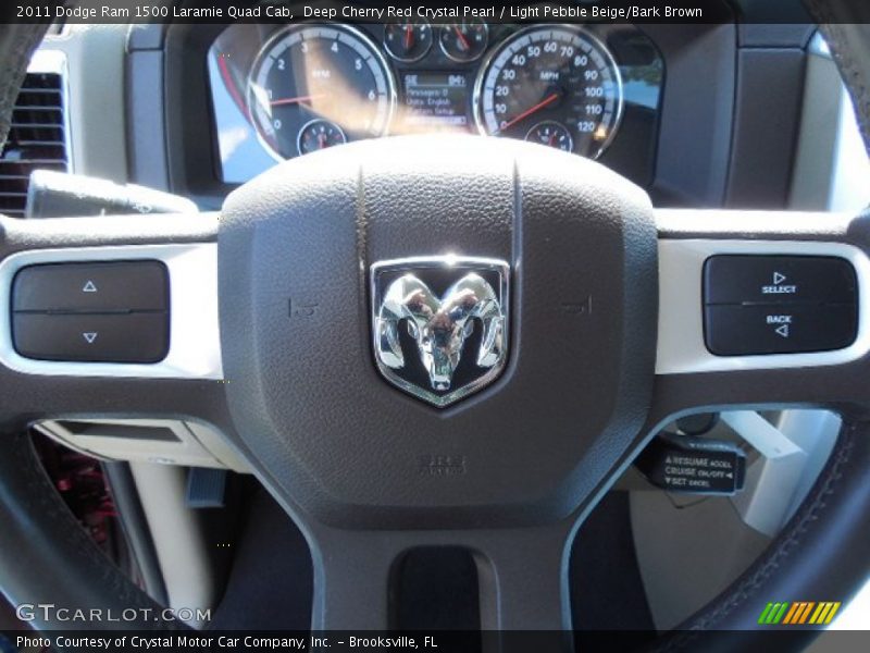 Deep Cherry Red Crystal Pearl / Light Pebble Beige/Bark Brown 2011 Dodge Ram 1500 Laramie Quad Cab