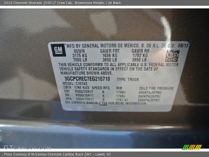Brownstone Metallic / Jet Black 2014 Chevrolet Silverado 1500 LT Crew Cab