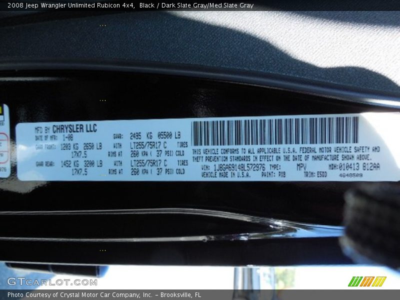 Black / Dark Slate Gray/Med Slate Gray 2008 Jeep Wrangler Unlimited Rubicon 4x4