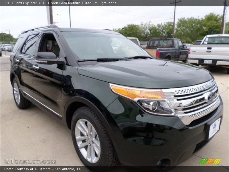 Green Gem Metallic / Medium Light Stone 2013 Ford Explorer XLT