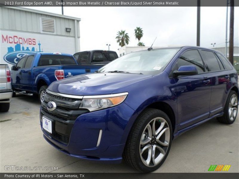 Deep Impact Blue Metallic / Charcoal Black/Liquid Silver Smoke Metallic 2013 Ford Edge Sport AWD
