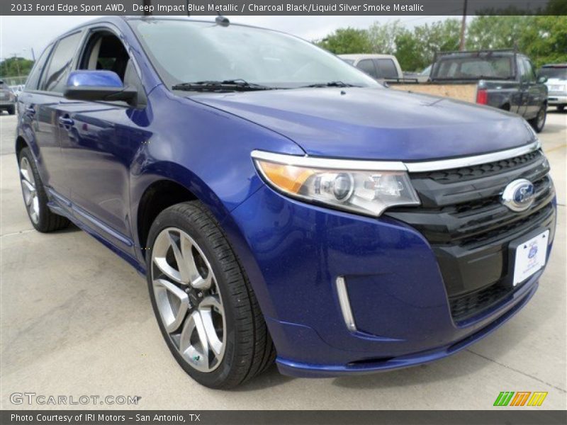 Deep Impact Blue Metallic / Charcoal Black/Liquid Silver Smoke Metallic 2013 Ford Edge Sport AWD