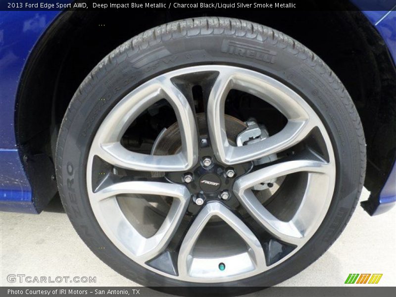 Deep Impact Blue Metallic / Charcoal Black/Liquid Silver Smoke Metallic 2013 Ford Edge Sport AWD