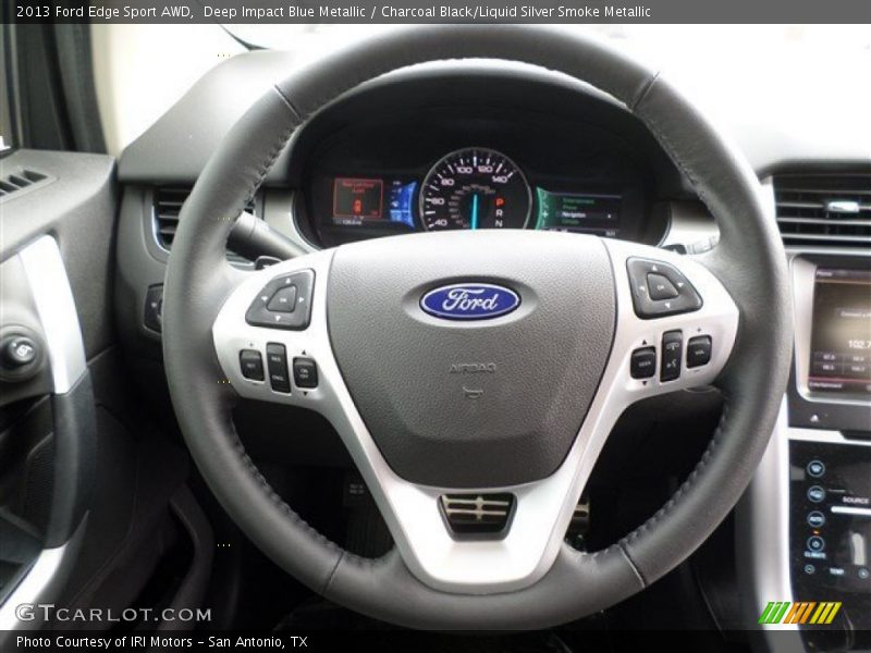 Deep Impact Blue Metallic / Charcoal Black/Liquid Silver Smoke Metallic 2013 Ford Edge Sport AWD