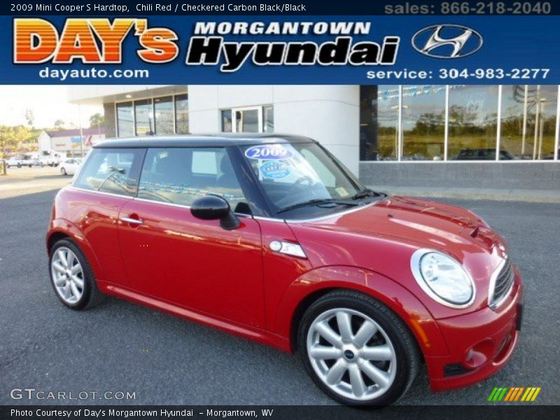 Chili Red / Checkered Carbon Black/Black 2009 Mini Cooper S Hardtop