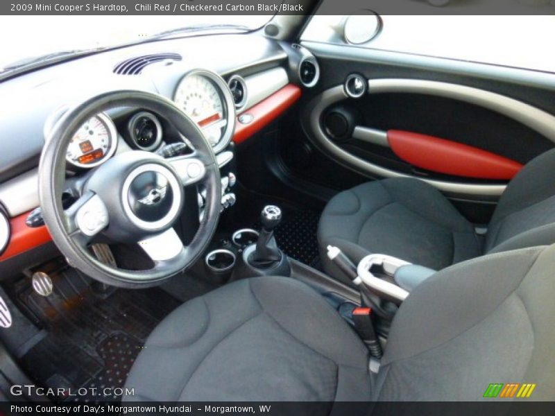 Chili Red / Checkered Carbon Black/Black 2009 Mini Cooper S Hardtop