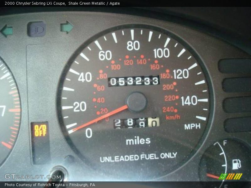 Shale Green Metallic / Agate 2000 Chrysler Sebring LXi Coupe