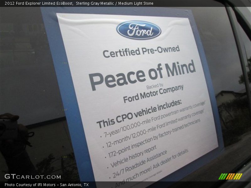 Sterling Gray Metallic / Medium Light Stone 2012 Ford Explorer Limited EcoBoost
