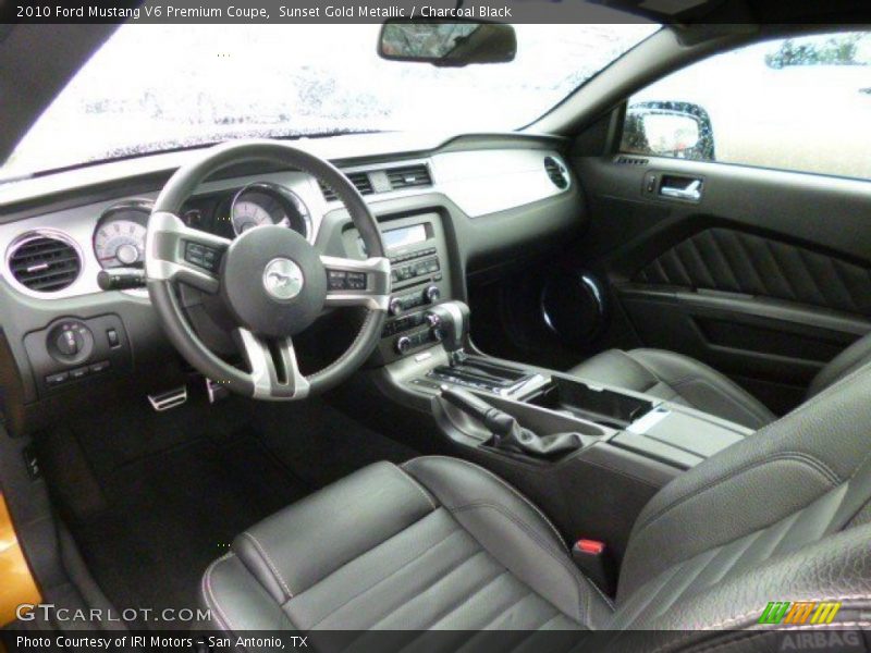 Sunset Gold Metallic / Charcoal Black 2010 Ford Mustang V6 Premium Coupe